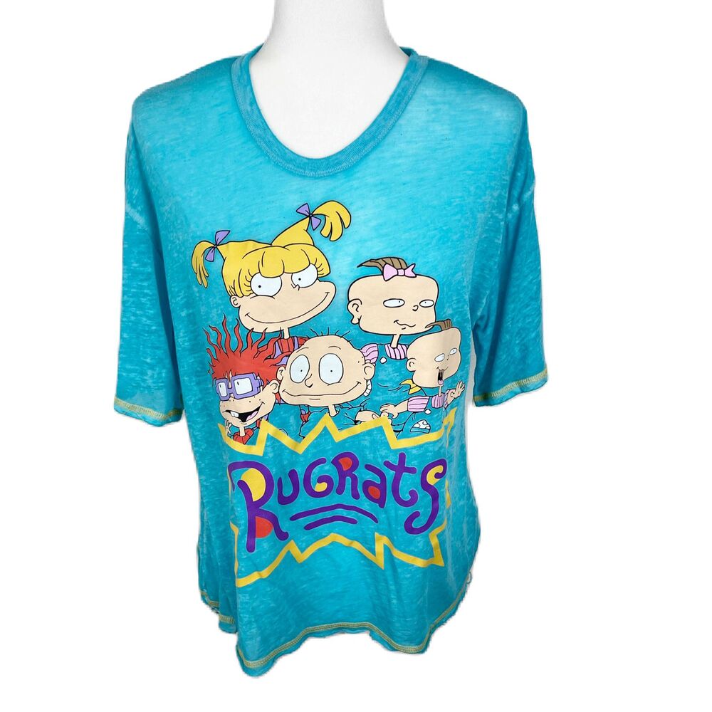Rugrats Shirt Women Medium Blue Lightweight Sleep Nickelodeon Short Sleeve Tee